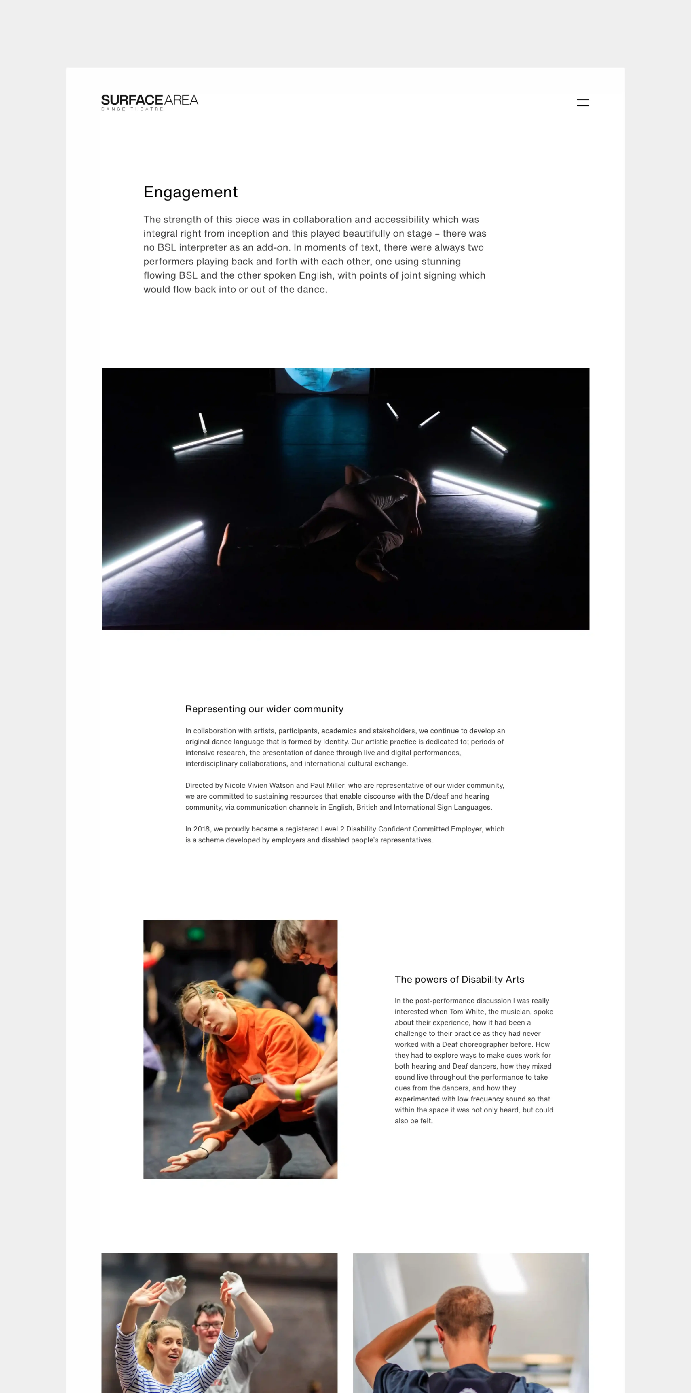 Web design for Surface Area by TAC Design