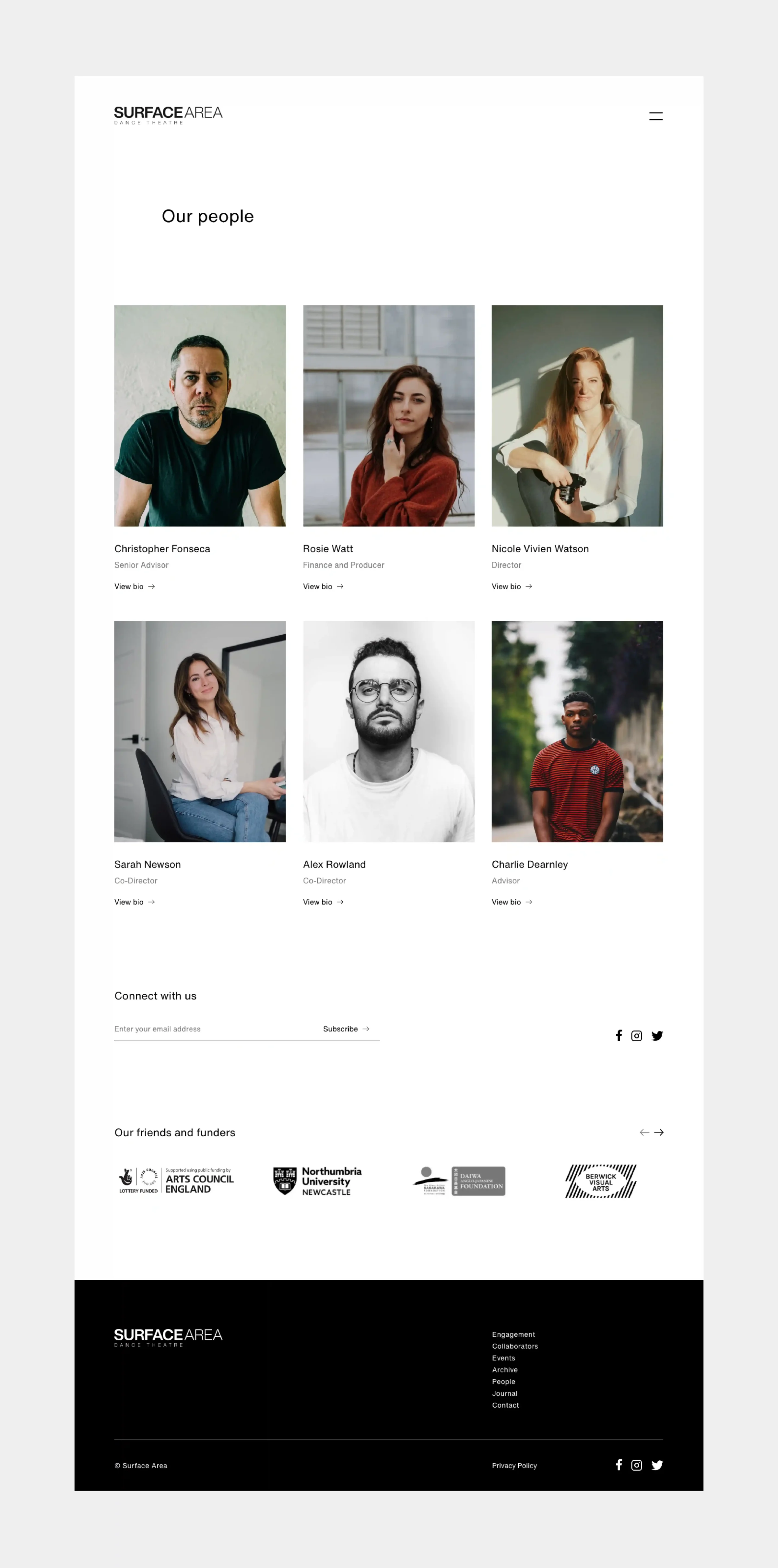 Web design for Surface Area by TAC Design