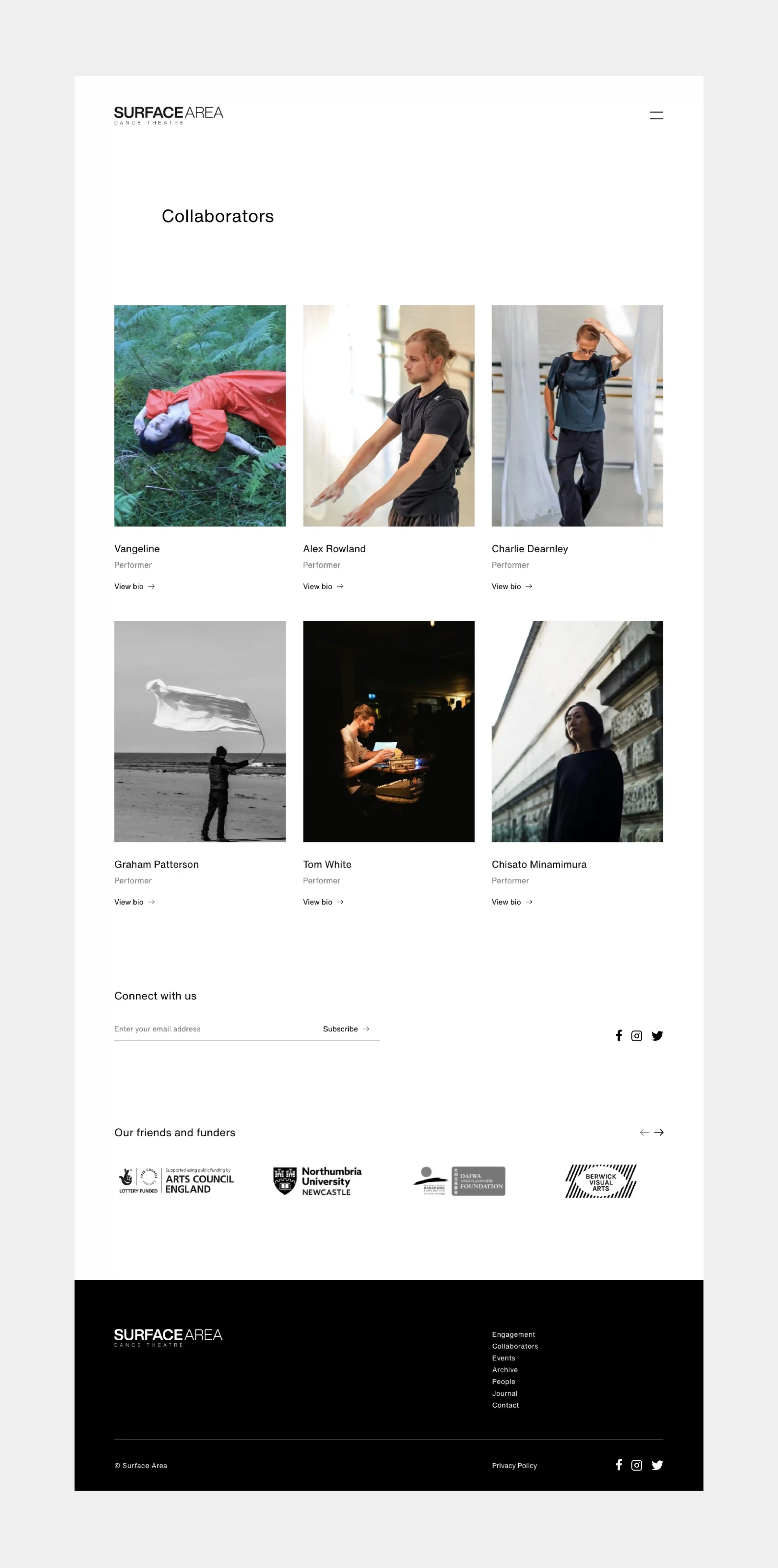 Web design for Surface Area by TAC Design