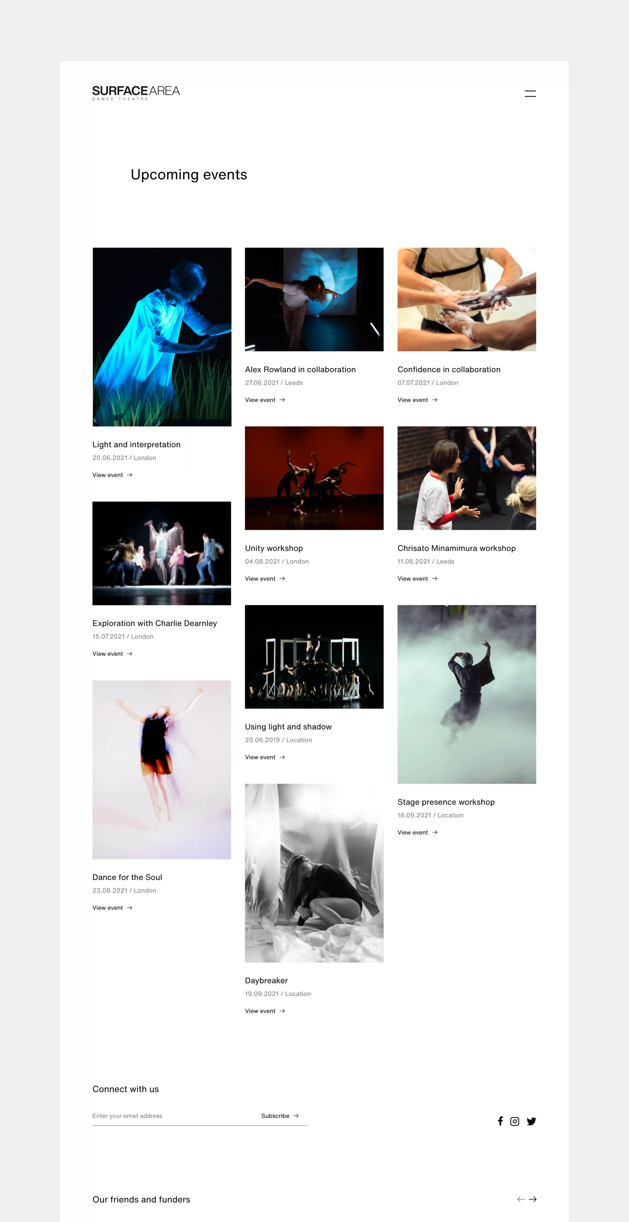 Web design for Surface Area by TAC Design