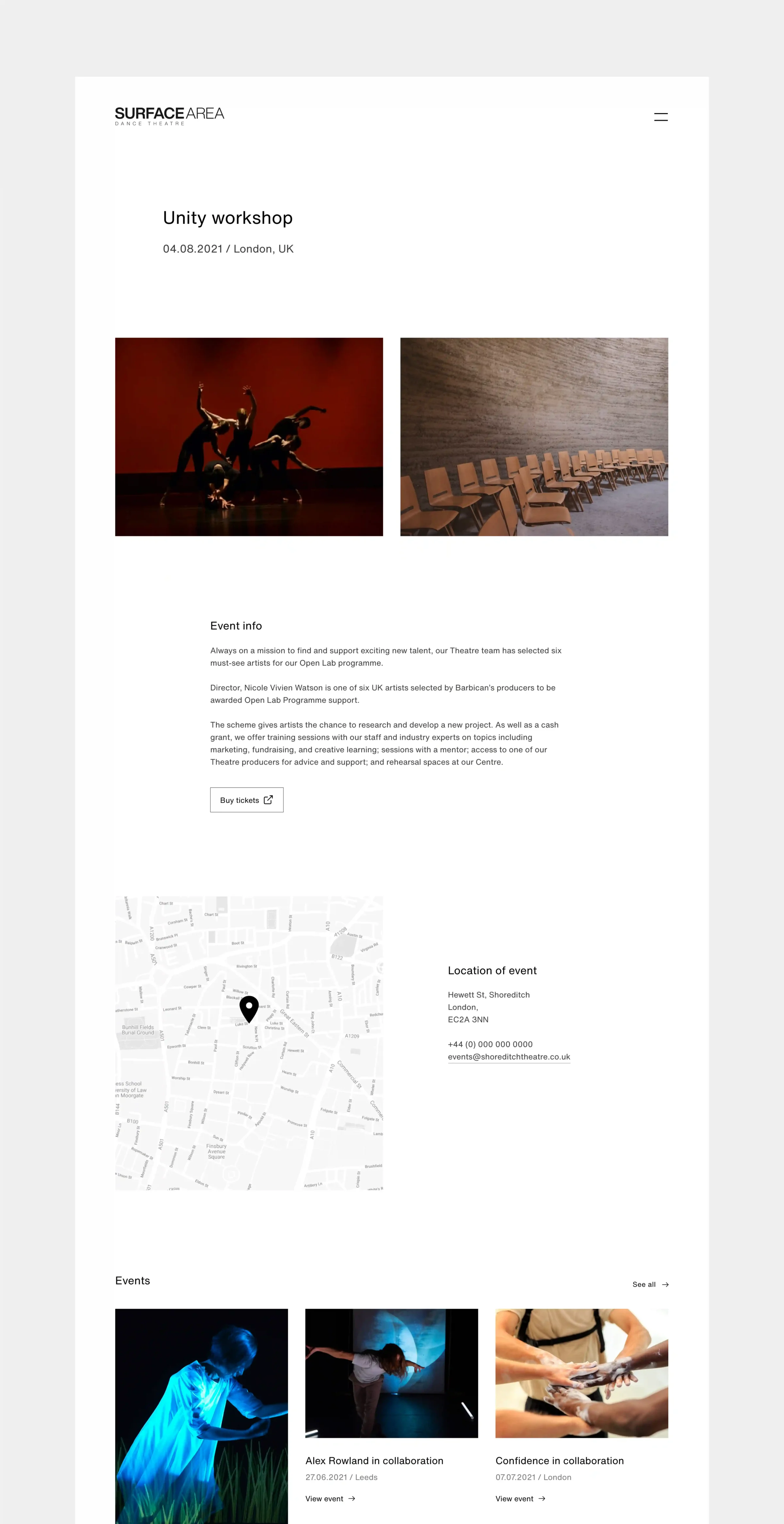 Web design for Surface Area by TAC Design