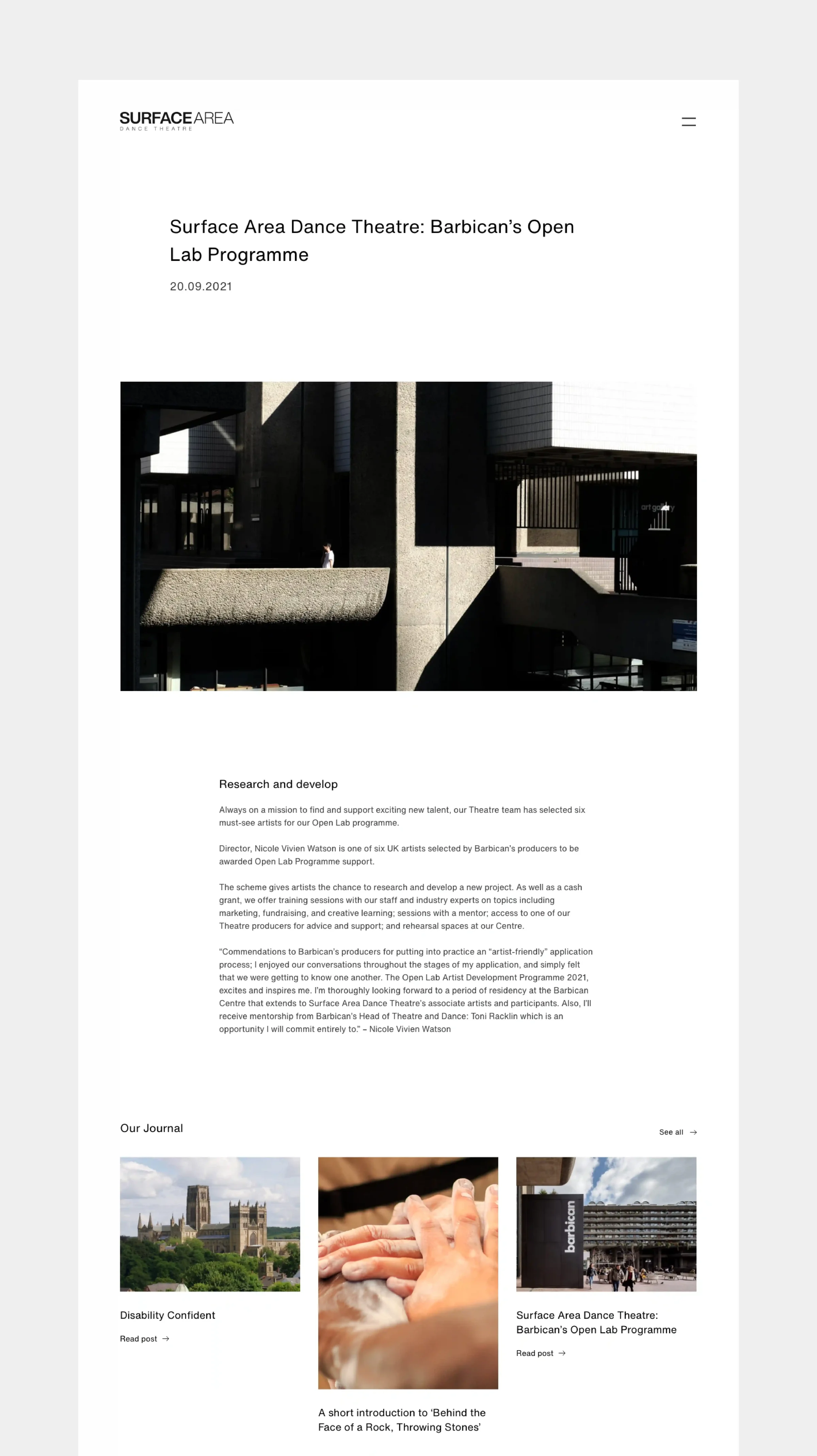 Web design for Surface Area by TAC Design